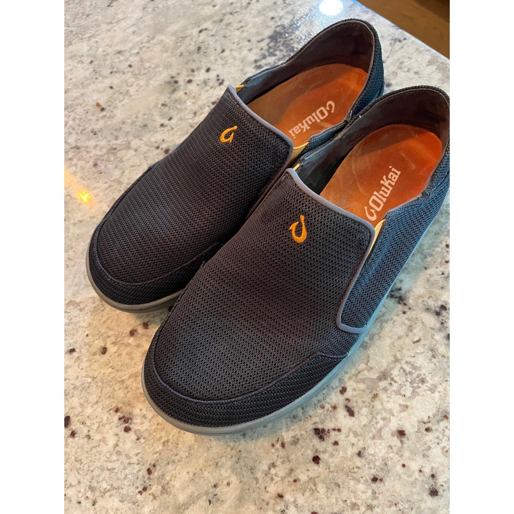 OluKai Nohea Mesh Dark‎ Shadow Grey Slip On Shoes Mens Size 8 10188-4242